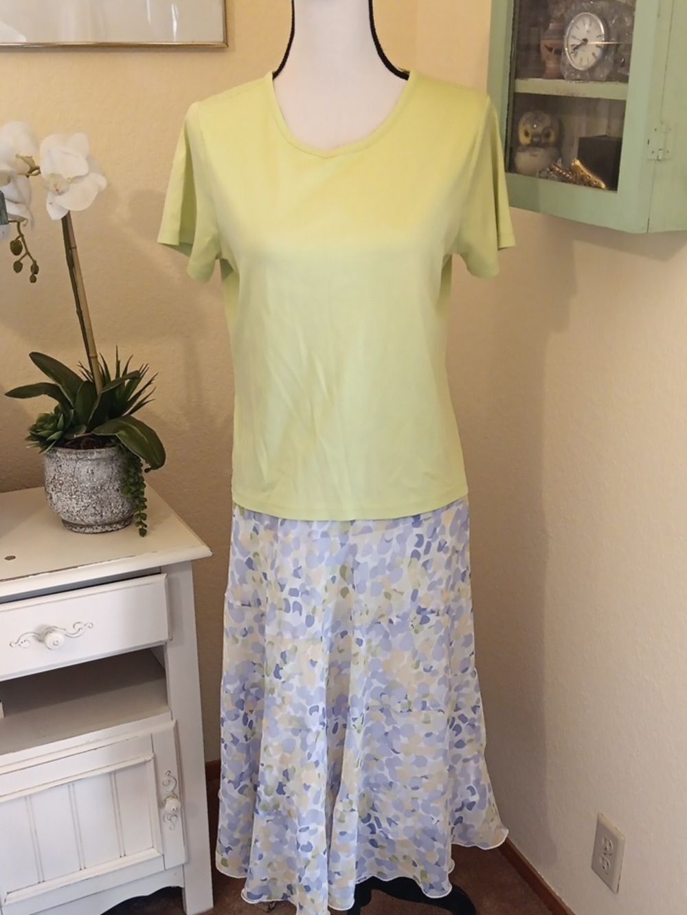 L.L.Bean BUNDLE: Top and Tiered Floral Skirt Set.